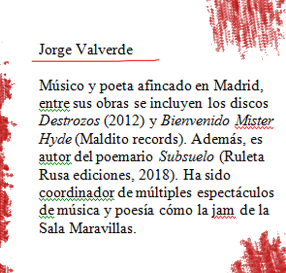 Biografía del poeta Jorge Valverde